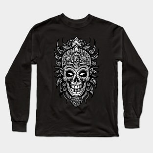 Black and White Tribal Mask Long Sleeve T-Shirt